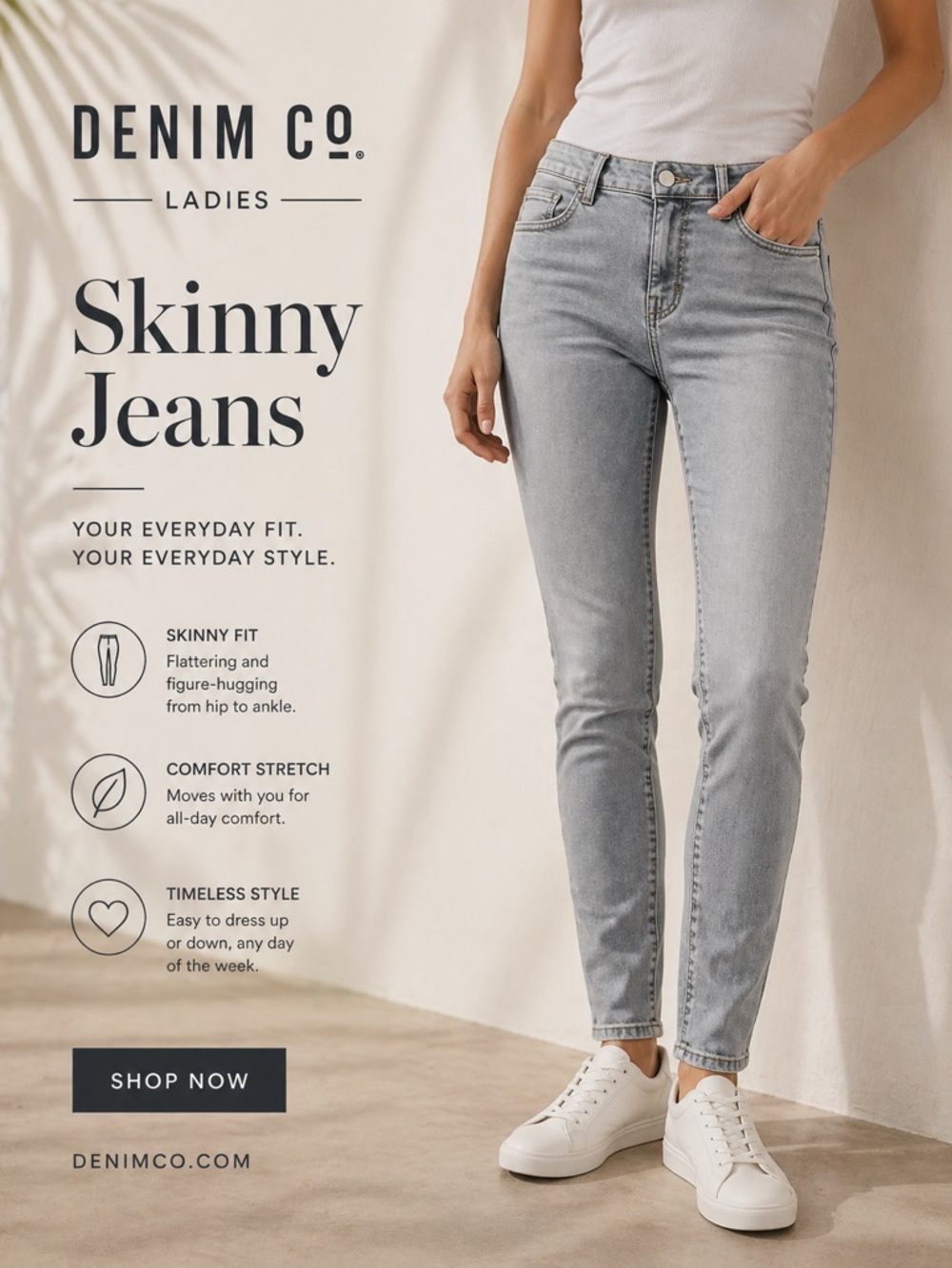 Primark Light Gray Denim Jeans - Skinny Style size 7